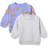imageAmazon Essentials Unisex Toddlers and Babies French Terry Crewneck Sweatshirts Pack of 2Grey HeatherPurple Tiger