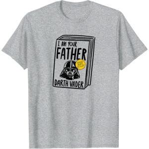 imageAmazon Essentials Star Wars Mens Darth Vader Book I Am Your Father TShirt White SmallHeather Grey