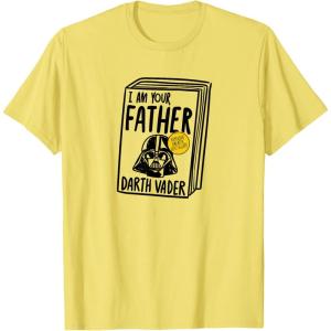 imageAmazon Essentials Star Wars Mens Darth Vader Book I Am Your Father TShirt White SmallLemon Yellow