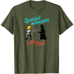 imageAmazon Essentials Star Wars Mens Darth Vader and Luke Special Moments with Dad TShirt Grey SmallOlive Green