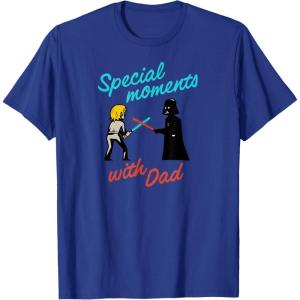 imageAmazon Essentials Star Wars Mens Darth Vader and Luke Special Moments with Dad TShirt Grey SmallRoyal Blue