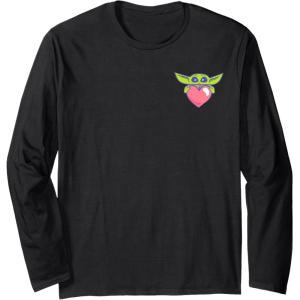 imageAmazon Essentials The Mandalorian Grogu Holding a Valentines Heart Long Sleeve TShirtBlack