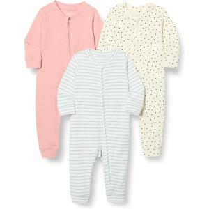 imageAmazon Essentials Unisex Babies Cotton Footless ZipFront Sleep and Play Pack of 3Dusty RoseDotsStripe