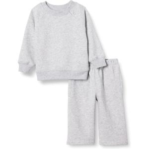 imageAmazon Essentials Unisex Babies French Terry Sweatshirt and Sweatpants Set Pack of 2Light Grey Heather