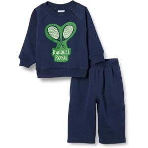 imageAmazon Essentials Unisex Babies French Terry Sweatshirt and Sweatpants Set Pack of 2Navy Sports