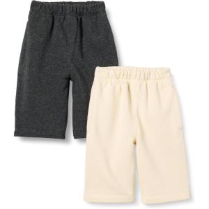 imageAmazon Essentials Unisex Toddlers and Babies French Terry Cotton Pants Pack of 2BeigeCharcoal