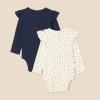 imageAmazon Essentials Baby Girls LongSleeved Ruffle Bodysuits Pack of 2NavyDots