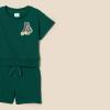 imageAmazon Essentials Boys and Toddlers Relaxed Fit Sweatshirt and Shorts Set Pack of 2Dark Green Alphabet