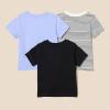 imageAmazon Essentials Unisex Toddlers and Babies Short Sleeve TShirts Pack of 3BlueDogFrench Stripe
