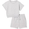 imageAmazon Essentials Boys and Toddlers Relaxed Fit Sweatshirt and Shorts Set Pack of 2Light Grey Heather