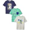 imageAmazon Essentials Boys and Toddlers ShortSleeve TShirts Previously Spotted Zebra MultipacksGrey DinosaurMint GreenNavy Video Gamer Print