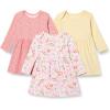 imageAmazon Essentials Toddlers and Baby Girls Cotton LongSleeve Dress Pack of 3Pale YellowFloral