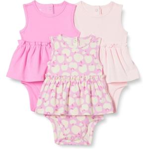 imageAmazon Essentials Baby Girls Sleeveless Bodysuit Dress Pack of 3PinkApples