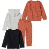 imageAmazon Essentials Boys and Toddlers LongSleeve Outfit Set Pack of 4BlackGreyRust Skate Fox