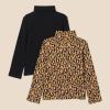 imageAmazon Essentials Girls Turtleneck TShirt Pack of 2BlackMini Leopard
