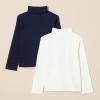 imageAmazon Essentials Girls Turtleneck TShirt Pack of 2IvoryNavy