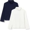 imageAmazon Essentials Girls Turtleneck TShirt Pack of 2IvoryNavy
