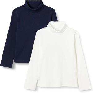 imageAmazon Essentials Girls Turtleneck TShirt Pack of 2IvoryNavy