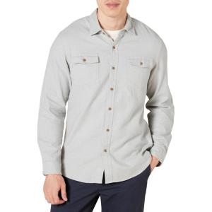 imageAmazon Essentials Mens Flannel Shirts LongSleeve SlimFit TwoPocket PlaidLight Grey Heather