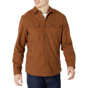 imageAmazon Essentials Mens Flannel Shirts LongSleeve SlimFit TwoPocket PlaidToffee Brown