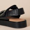 imageAmazon Essentials Womens Adjustable Triple Strap Flat Platform SandalBlack Faux Leather