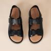 imageAmazon Essentials Womens Adjustable Triple Strap Flat Platform SandalBlack Faux Leather
