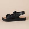 imageAmazon Essentials Womens Adjustable Triple Strap Flat Platform SandalBlack Faux Leather