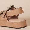 imageAmazon Essentials Womens Adjustable Triple Strap Flat Platform SandalCamel Faux Microsuede