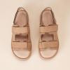 imageAmazon Essentials Womens Adjustable Triple Strap Flat Platform SandalCamel Faux Microsuede
