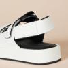 imageAmazon Essentials Womens Adjustable Triple Strap Flat Platform SandalWhite Faux Leather