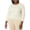 imageAmazon Essentials Womens Fleece Crewneck Sweatshirt Available in Plus SizeBeige Zebra Stripe Print