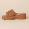 imageAmazon Essentials Womens Platform Slide On SandalTan Microsuede