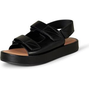 imageAmazon Essentials Womens Adjustable Triple Strap Flat Platform SandalBlack Faux Leather