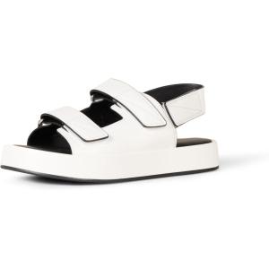 imageAmazon Essentials Womens Adjustable Triple Strap Flat Platform SandalWhite Faux Leather