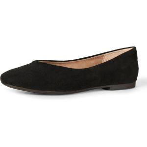 imageAmazon Essentials Womens Comfortable SquareToe Slip On Ballet FlatBlack