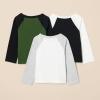 imageAmazon Essentials Boys and Toddlers Long Sleeve Cotton TShirts Pack of 3BlackDark OliveWhite