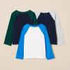 imageAmazon Essentials Boys and Toddlers Long Sleeve Cotton TShirts Pack of 3Bright BlueNavyWhite