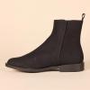imageAmazon Essentials Womens Exterior Zip Flat Ankle BootBlack Faux Suede