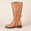 imageAmazon Essentials Womens Knee High Riding BootBlack Dark Caramel Faux Leather