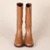 imageAmazon Essentials Womens Knee High Riding BootBlack Dark Caramel Faux Leather