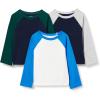 imageAmazon Essentials Boys and Toddlers Long Sleeve Cotton TShirts Pack of 3Bright BlueNavyWhite
