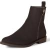 imageAmazon Essentials Womens Exterior Zip Flat Ankle BootBlack Faux Suede