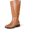 imageAmazon Essentials Womens Knee High Riding BootBlack Dark Caramel Faux Leather