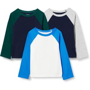 imageAmazon Essentials Boys and Toddlers Long Sleeve Cotton TShirts Pack of 3Bright BlueNavyWhite