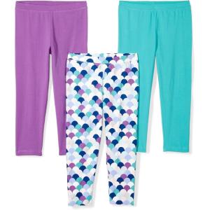 imageAmazon Essentials Girls and Toddlers Cropped Capri Leggings Previously Spotted Zebra MultipacksAqua GreenLavenderMermaid