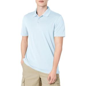 imageAmazon Essentials Mens Golf Polo Shirt Short Sleeve Dri Fit SlimFit QuickDryLight Blue