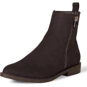 imageAmazon Essentials Womens Exterior Zip Flat Ankle BootBlack Faux Suede