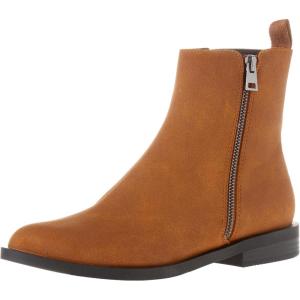 imageAmazon Essentials Womens Exterior Zip Flat Ankle BootTan Faux Suede