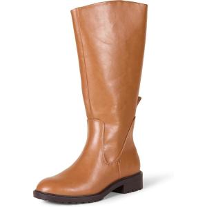 imageAmazon Essentials Womens Knee High Riding BootBlack Dark Caramel Faux Leather