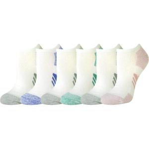 imageAmazon Essentials Womens Performance Comfortable Cotton Cushioned Breathable Athletic NoShow Sports Socks 6 PairsPurpleTeal Blue